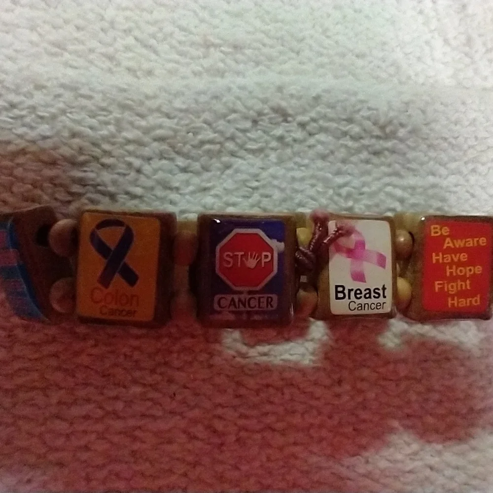 Wood 🪵🪓 colorful stretch cancer awareness wriststory bracelet